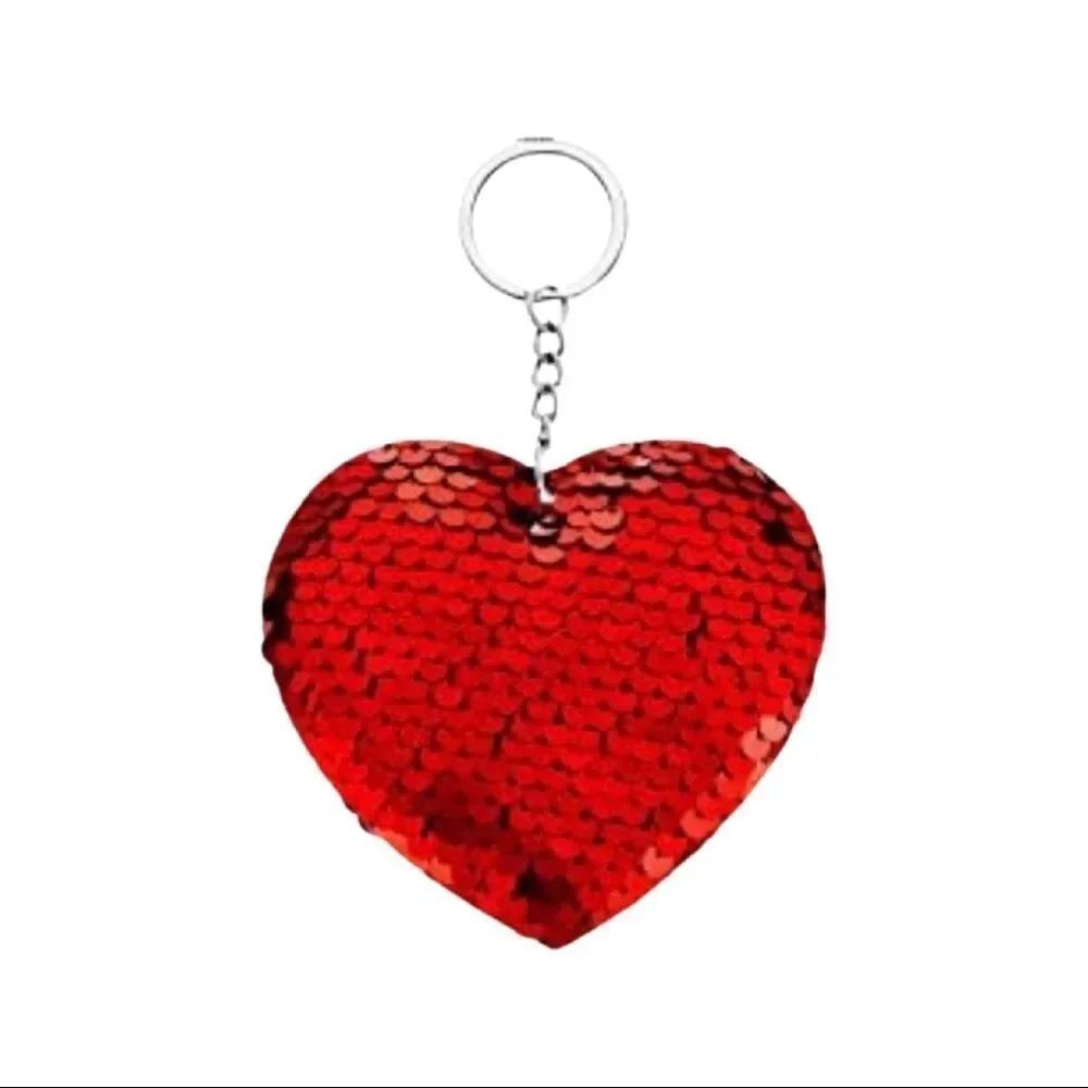 Red sequin heart Keychain
